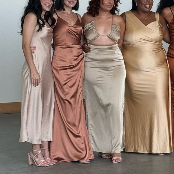Revelry copper Rory satin bridesmaid dress - Picture 3 of 3